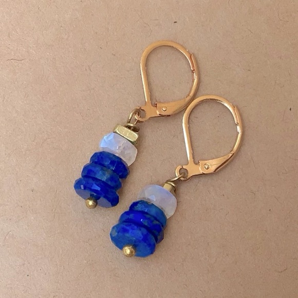 Lapis Moonstone Sundance Charm Earrings - Picture 2 of 9